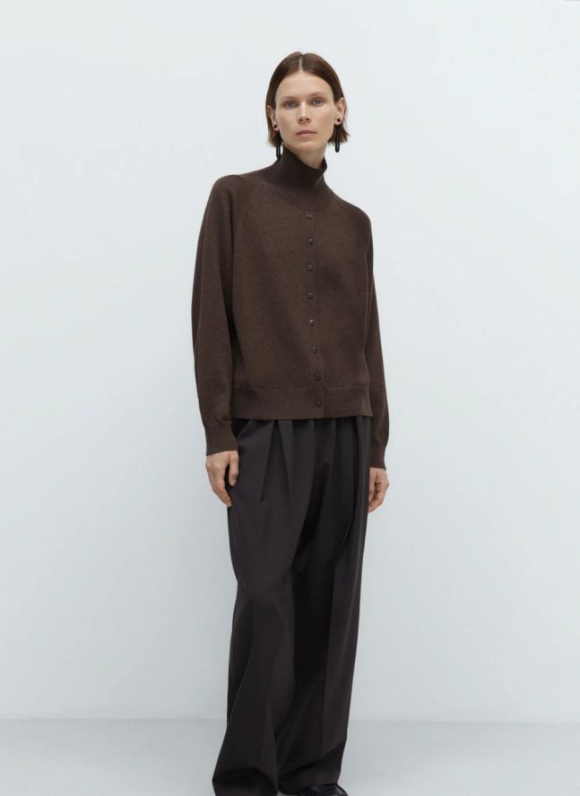 Pull Boutonné Laine Mérinos Extra Fine | Marron