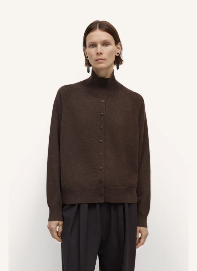 Pull Boutonné Laine Mérinos Extra Fine | Marron