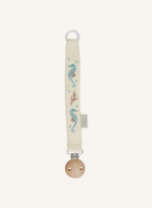 Attache-tétines brodé Sea Garden | Bleu