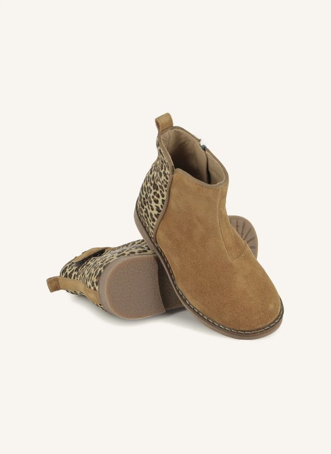 Bottines Trip Back Velours Léopard | Beige