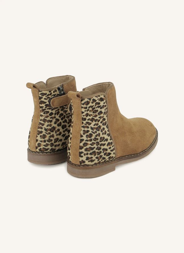 Bottines Trip Back Velours Léopard | Beige