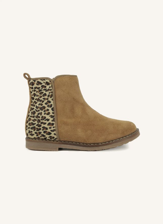 Bottines Trip Back Velours Léopard | Beige