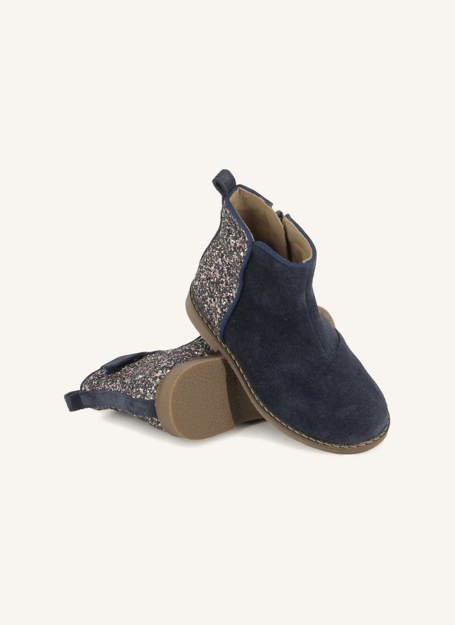 Bottines Trip Back Velours Glitter | Bleu marine