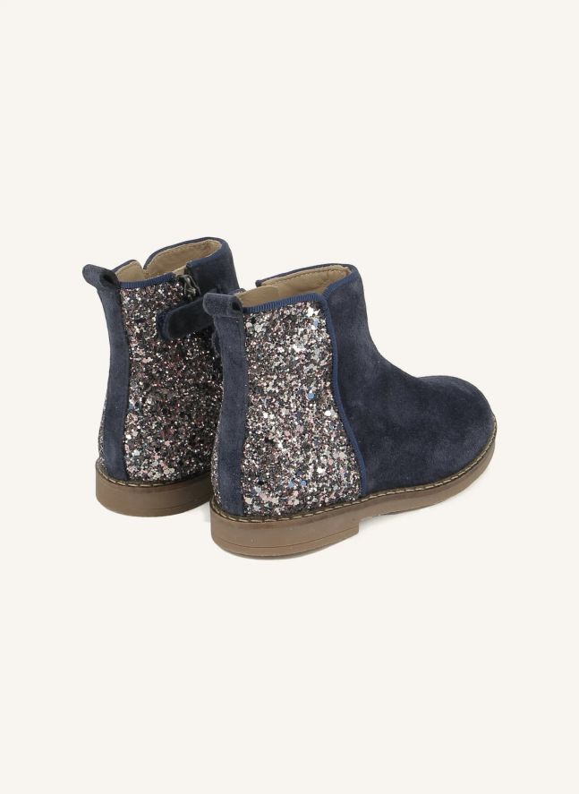 Bottines Trip Back Velours Glitter | Bleu marine