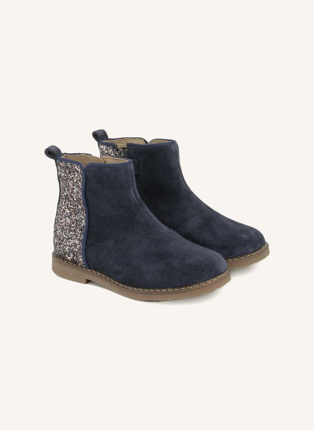 Bottines Trip Back Velours Glitter | Bleu marine