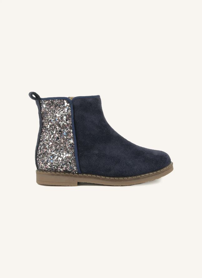 Bottines Trip Back Velours Glitter | Bleu marine