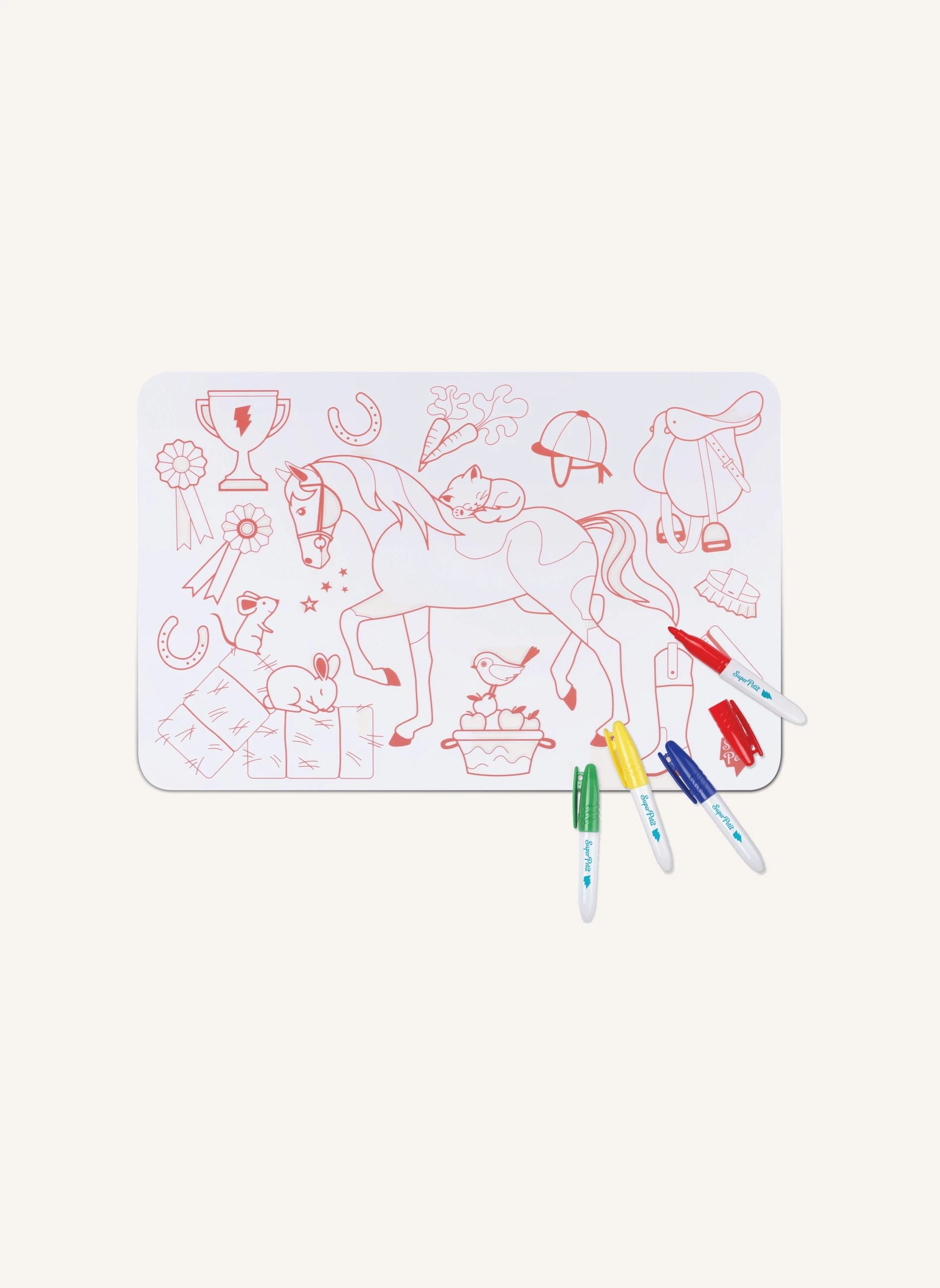 Mini set de table à colorier Poney avec 4 feutres- Image produit n°3
