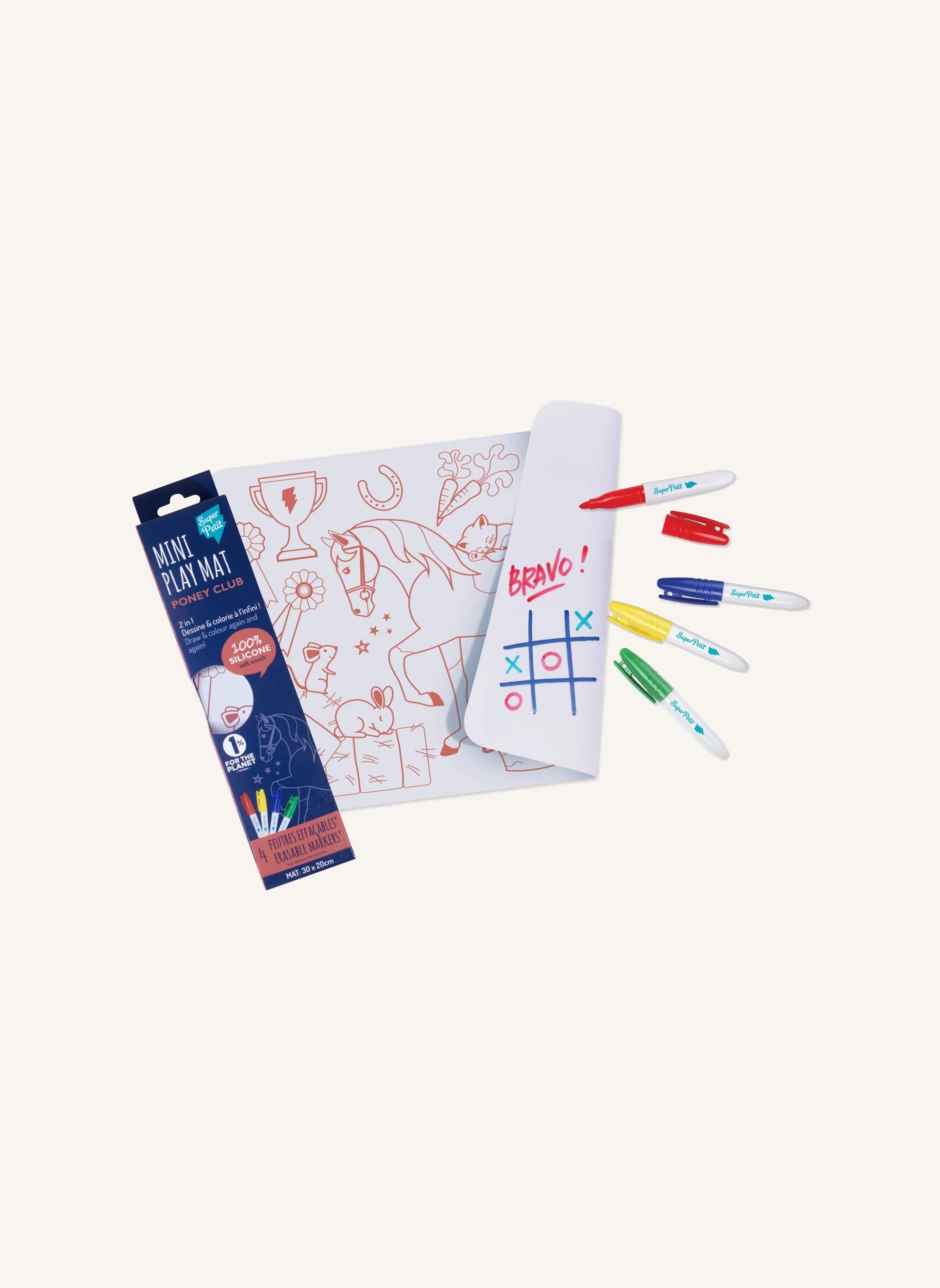 Mini set de table à colorier Poney avec 4 feutres- Image produit n°0
