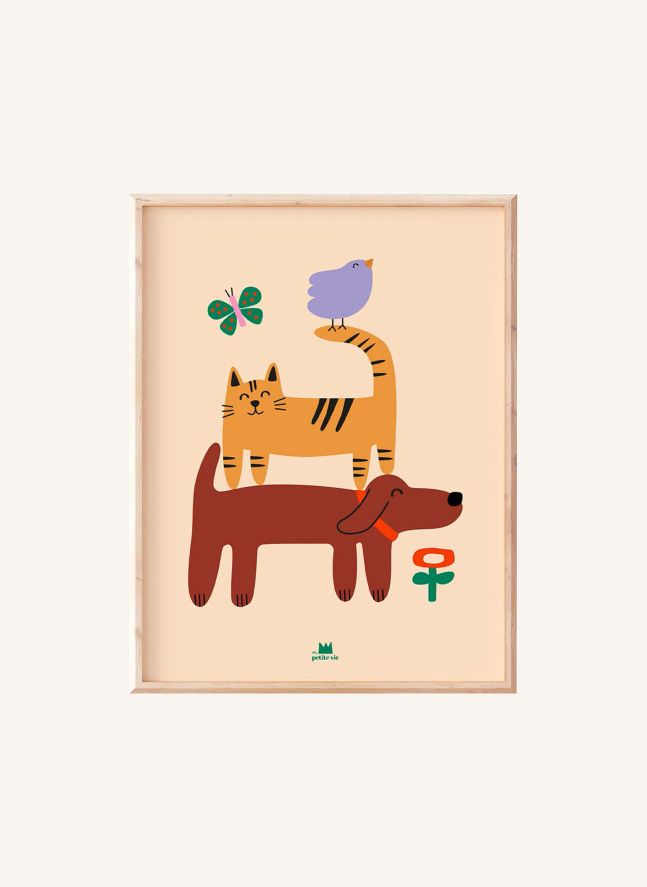 Affiche Chien, Chat et Oiseau | Sable
