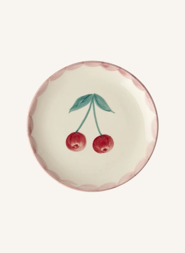 Assiette à dessert en céramique Cerise | Ecru