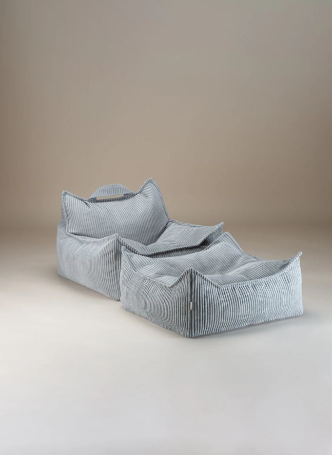 Fauteuil en velours côtelé | Bleu Clair