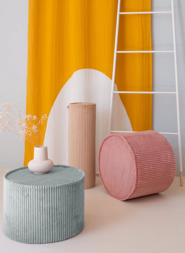 Corduroy pouffe | Light Blue