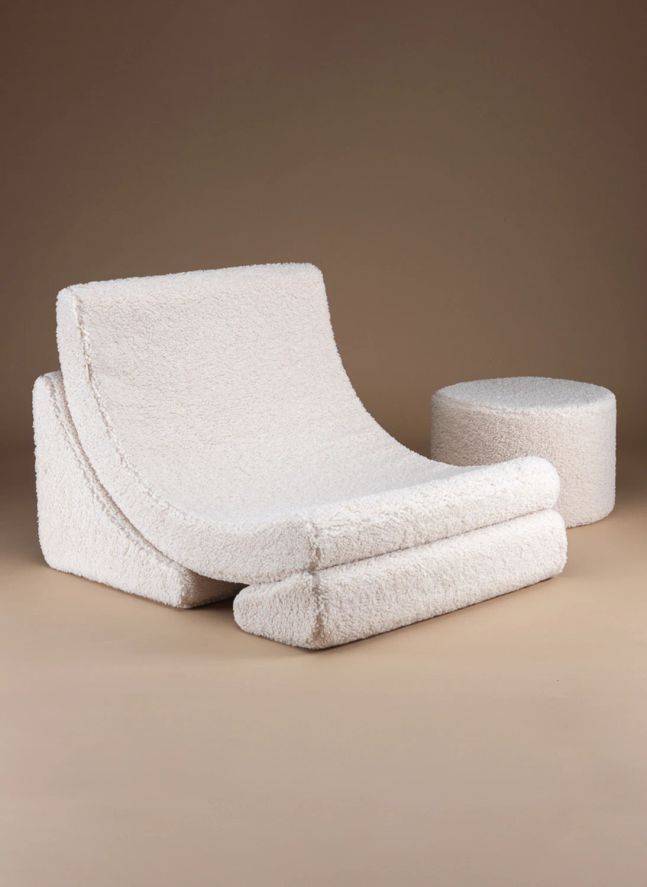 Fauteuil en teddy Moon | Ecru