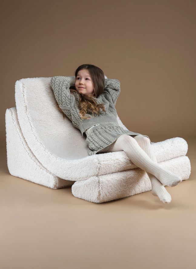 Fauteuil en teddy Moon | Ecru