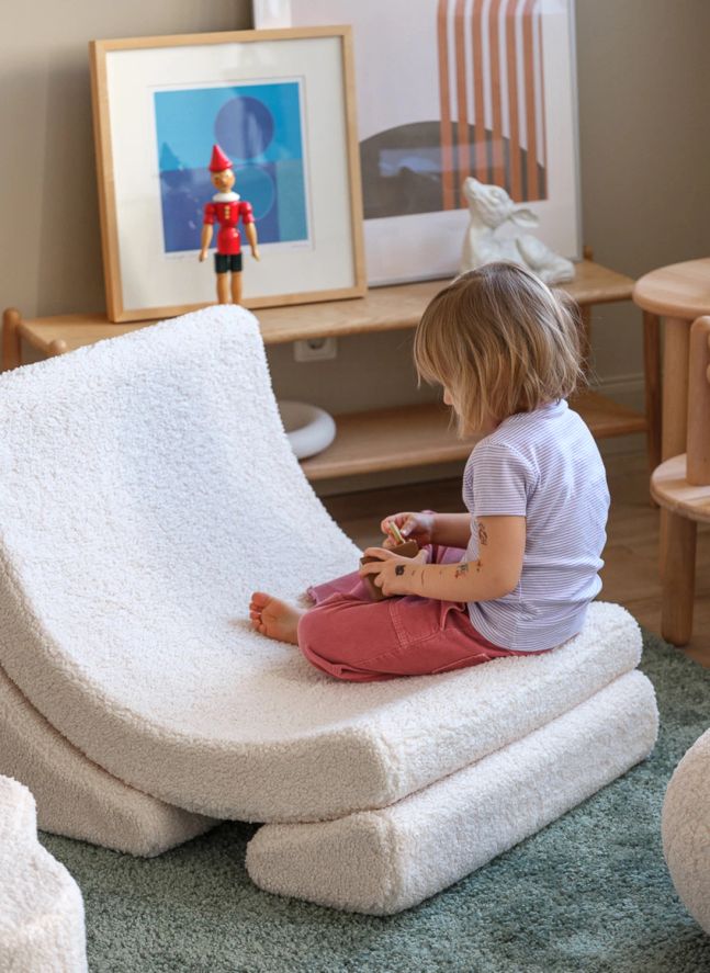 Fauteuil en teddy Moon | Ecru