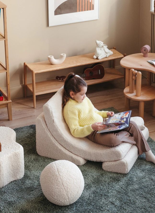 Fauteuil en teddy Moon | Ecru
