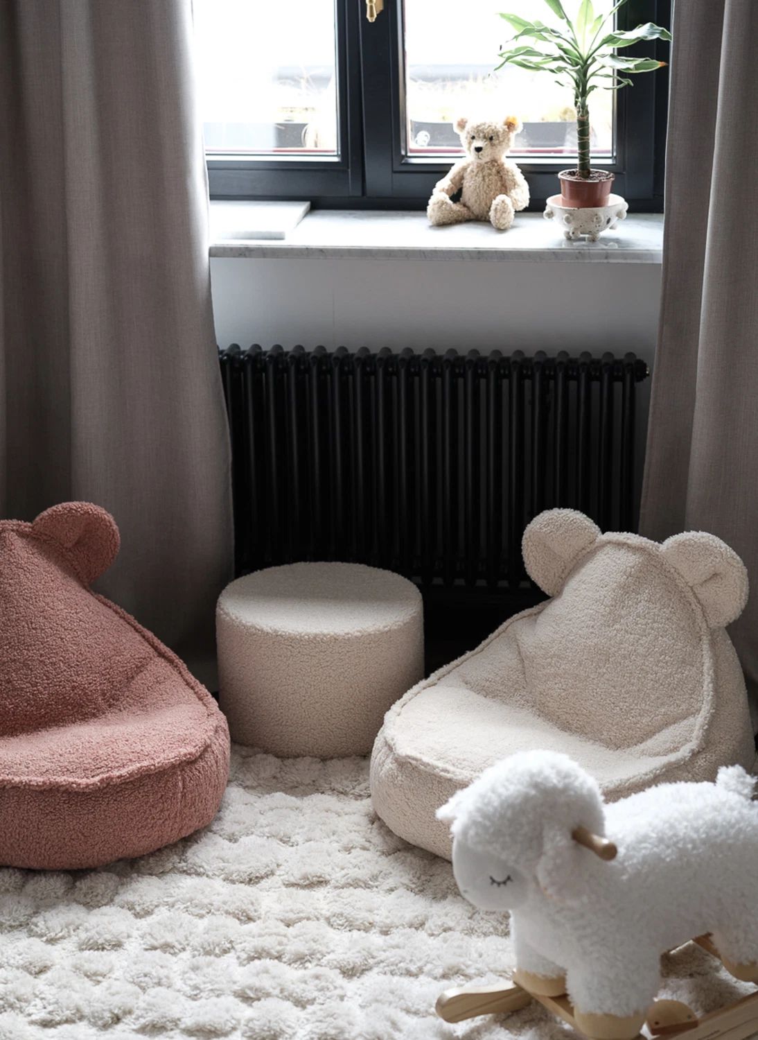 Fauteuil en teddy Bear | Ecru- Image produit n°1