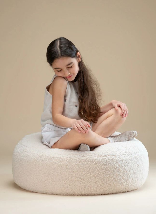 Teddy pouffe | Ecru