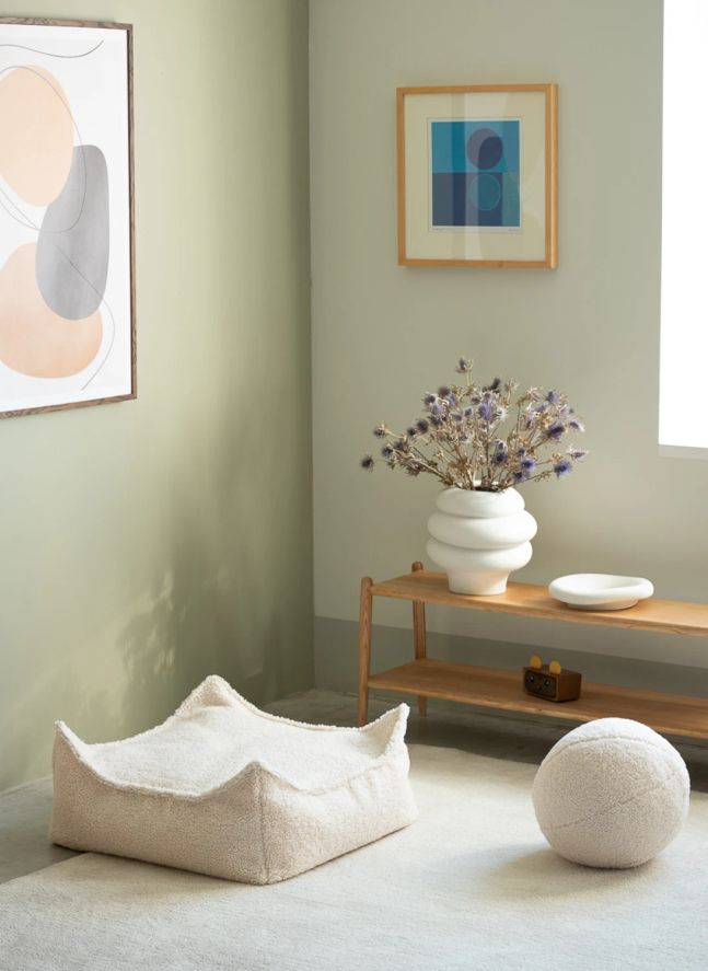Ottoman in teddy | Ecru