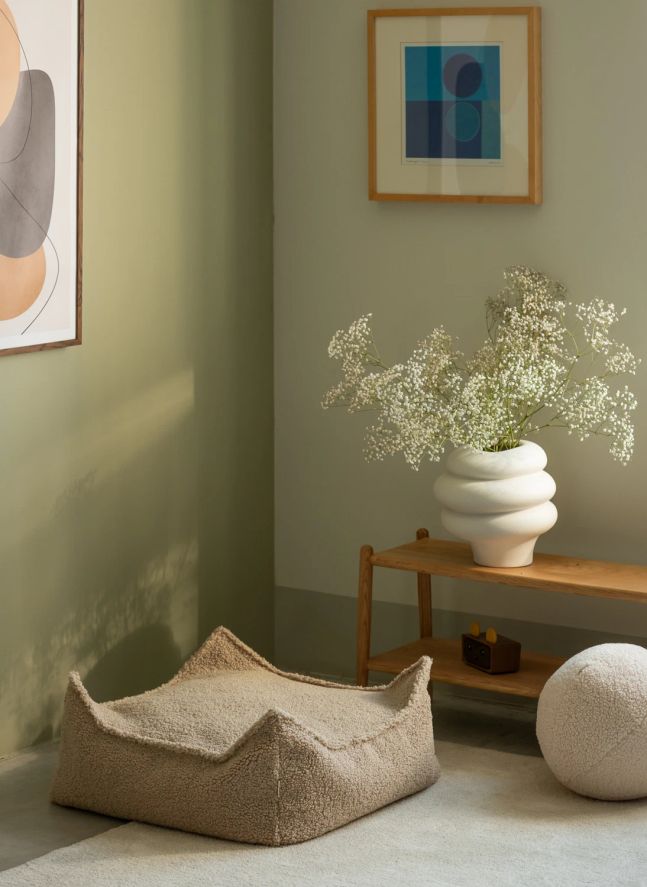 Ottoman in teddy | Beige