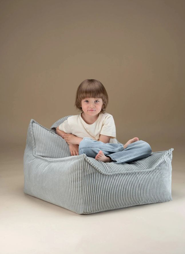 Fauteuil en velours côtelé | Bleu Clair