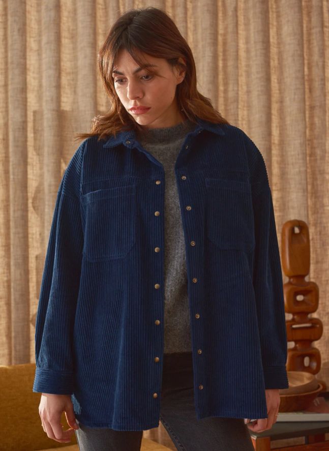 Sur-Chemise Paola Velours Côtelé - Collection Femme | Bleu marine