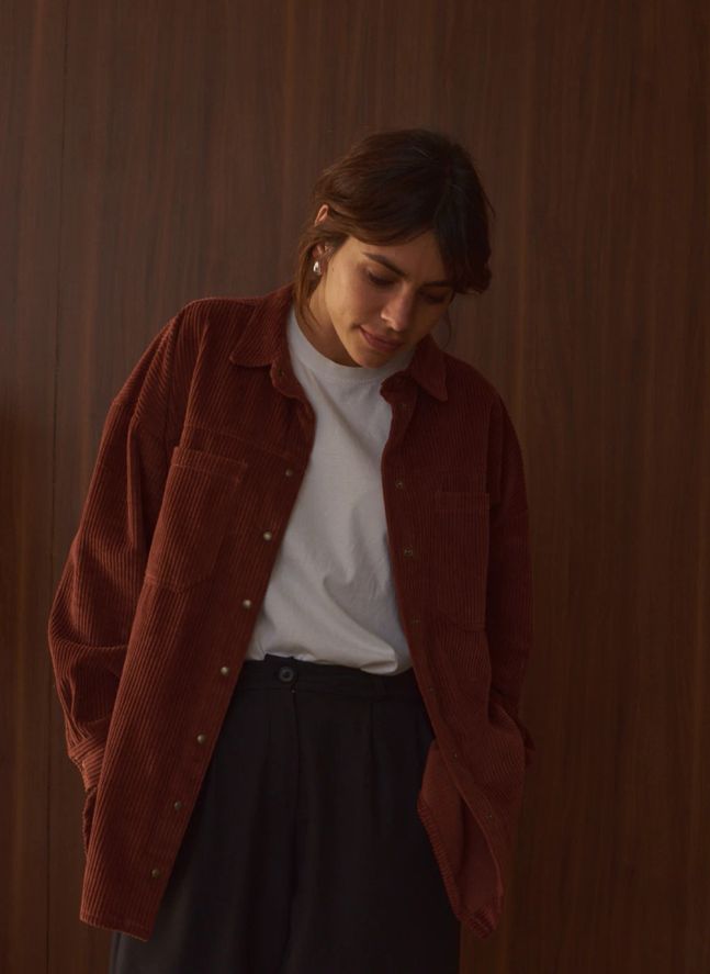 Sur-Chemise Paola Velours Côtelé - Collection Femme | Chocolat