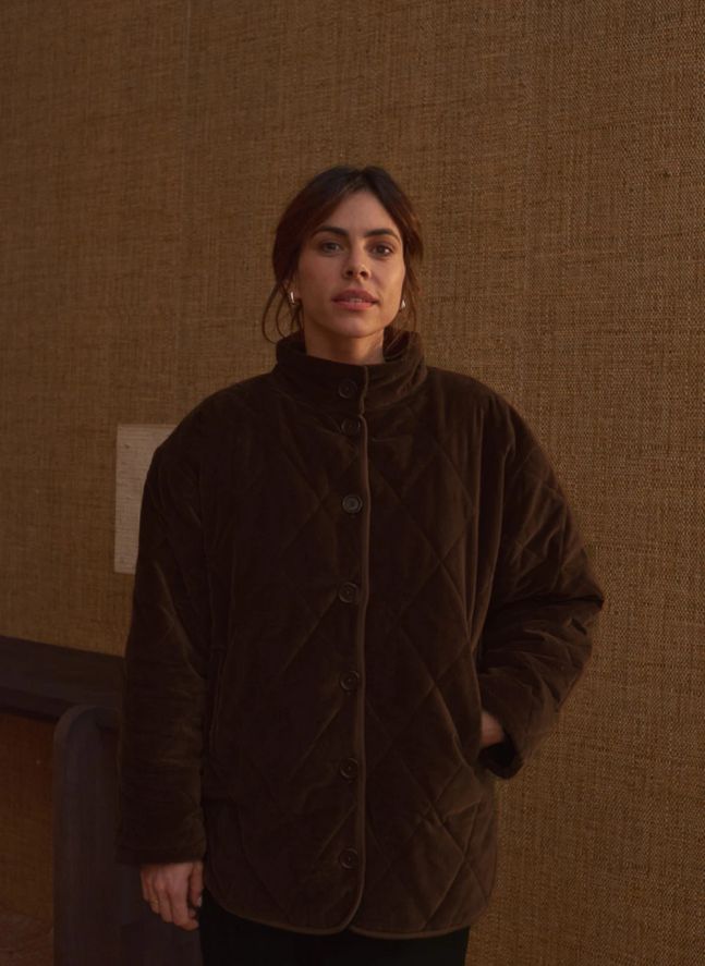 Manteau Matelassée Louisa Velours - Collection Femme | Chocolat