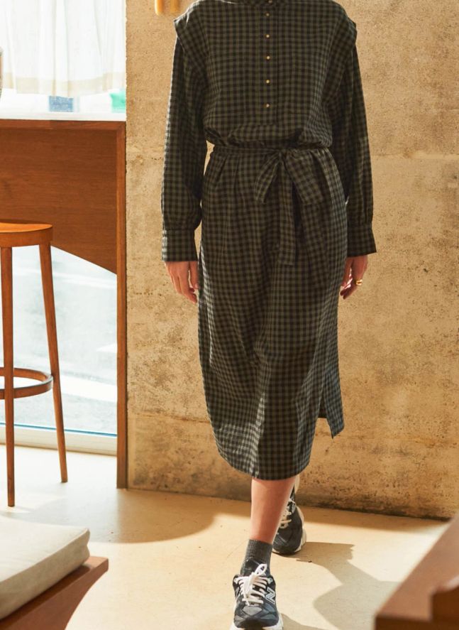 Robe Nayla Vichy - Collection Femme | Vert kaki