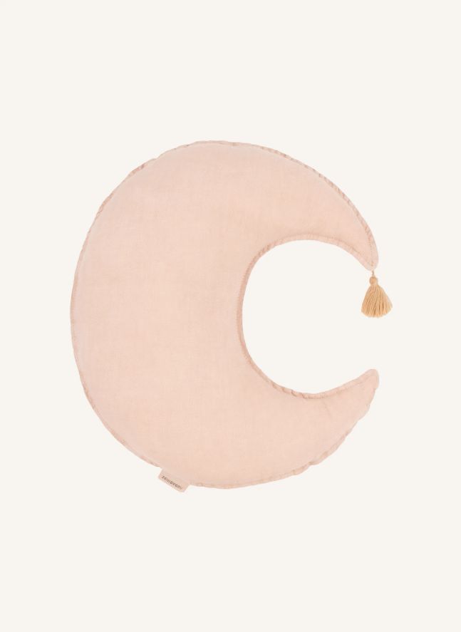 Coussin Lune - Lin Français | Rose poudré