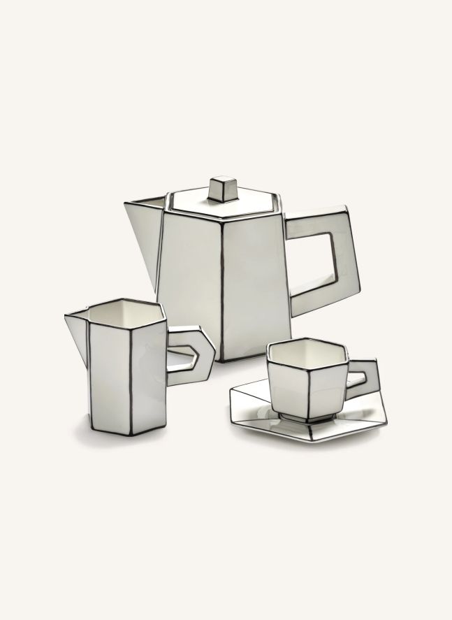 Juego de taza y plato Expresso, Annabet Philips - Juego de 2 | Noir/Blanc