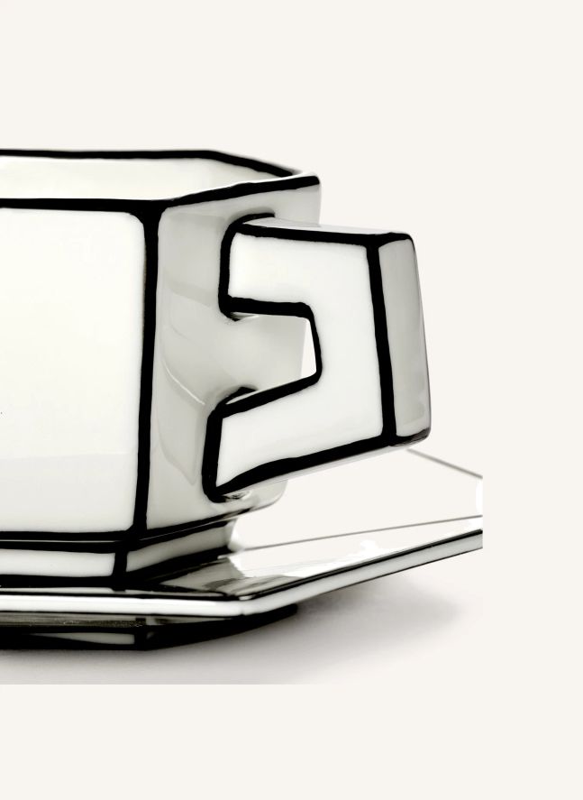 Expresso cup and saucer set, Annabet Philips - Set of 2 | Noir/Blanc