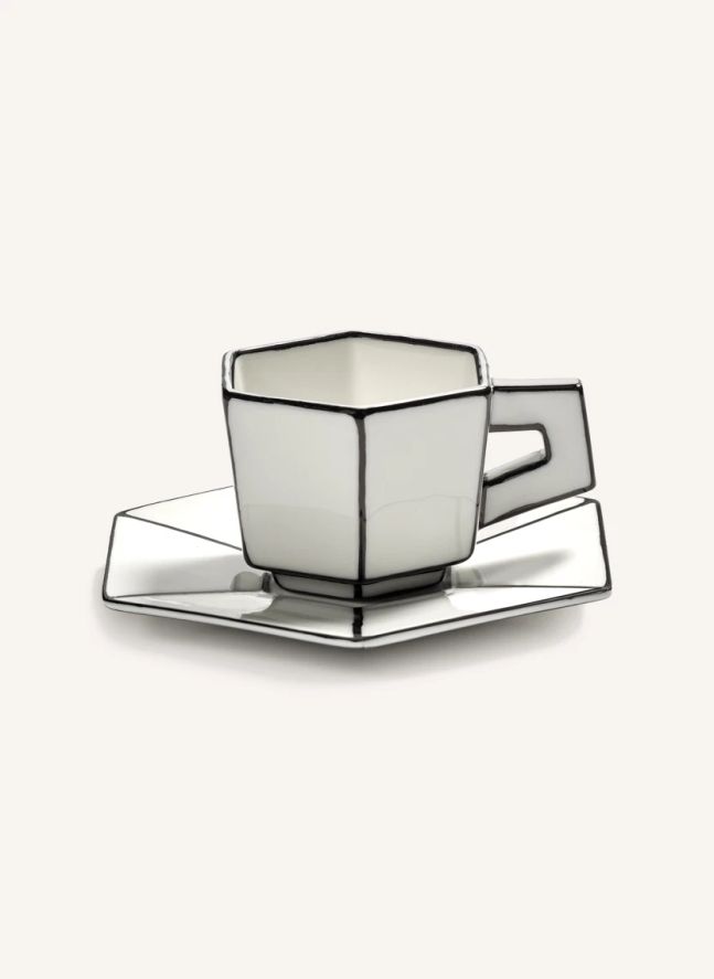 Expresso cup and saucer set, Annabet Philips - Set of 2 | Noir/Blanc