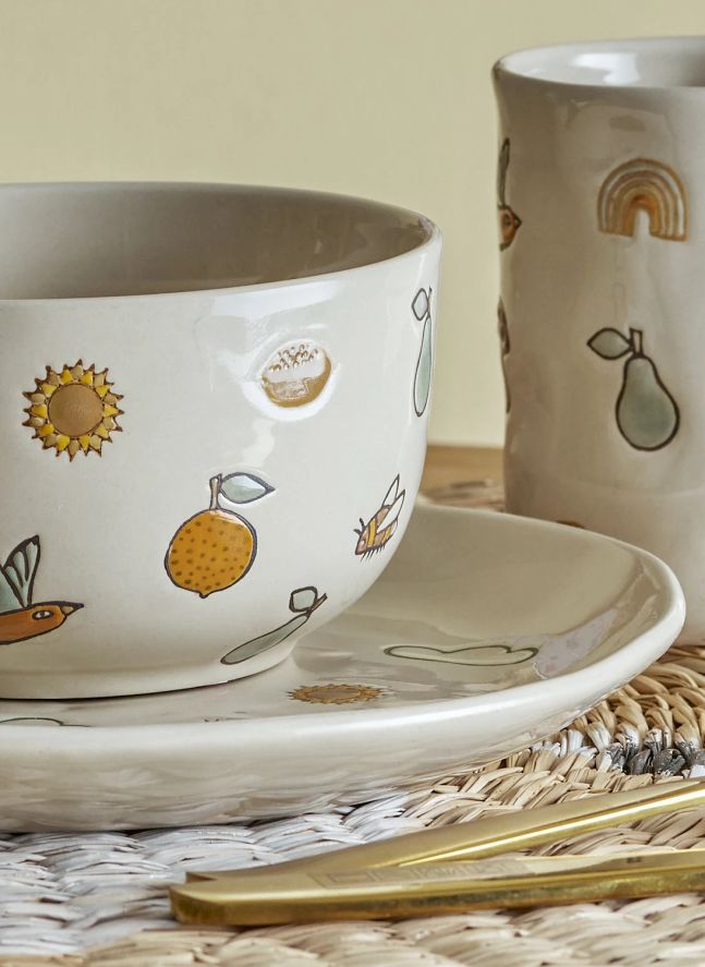 Set vaisselle Agnès en grès | Blanc