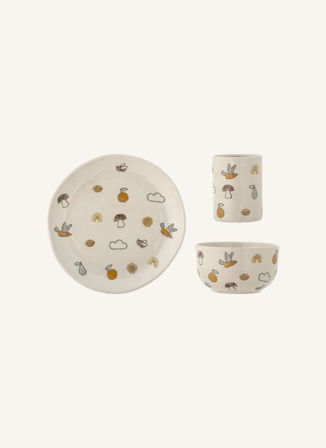 Set vaisselle Agnès en grès | Blanc