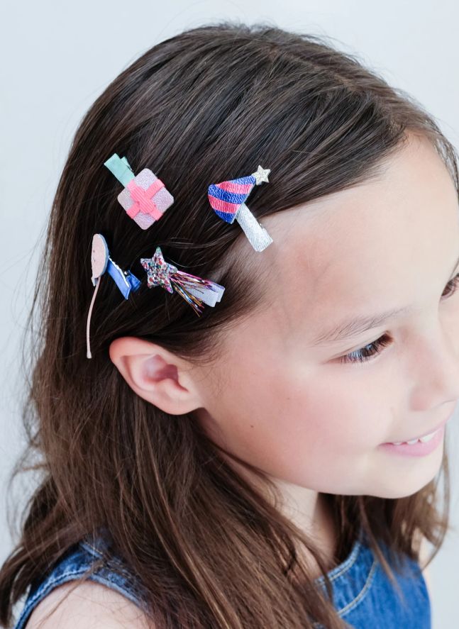 Lot de 8 Mini Barrettes B'day Party | Rose