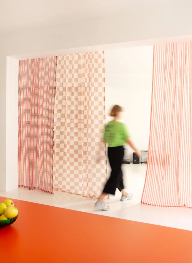 Rideau en voile de coton Wendy Checks | Rouge