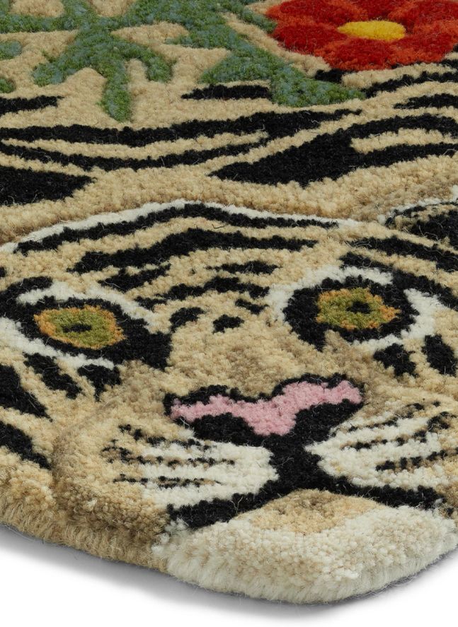 Tapis tigre à fleurs | Beige