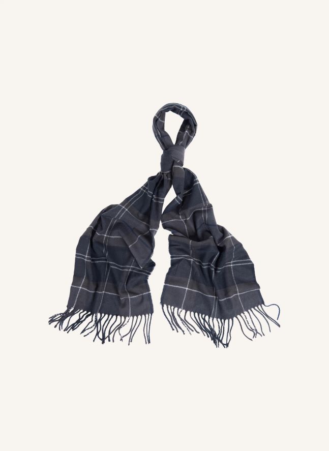 Galingale Tartan Scarf  | Grey blue