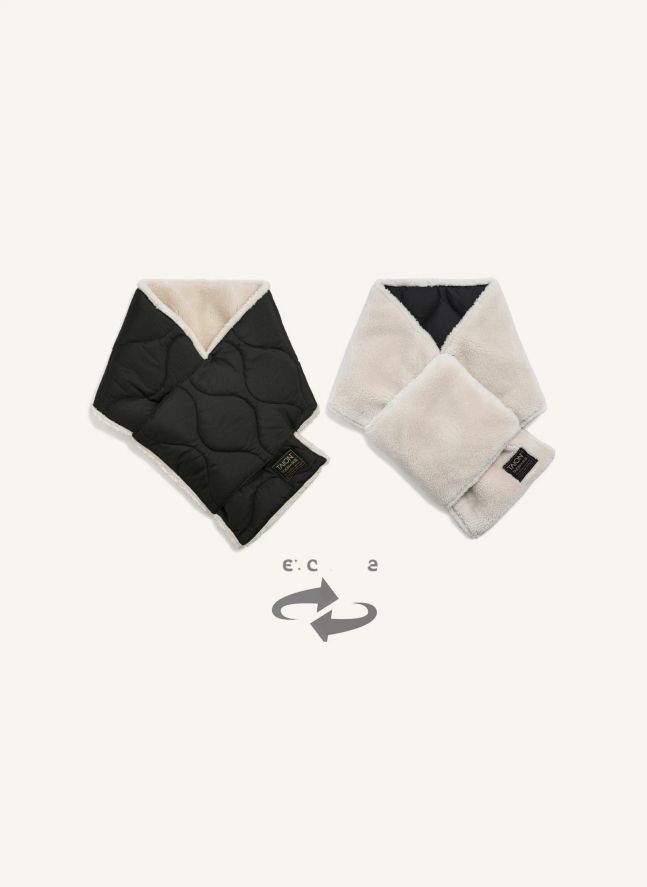 Reversible Down Military Scarf | Noir/Blanc