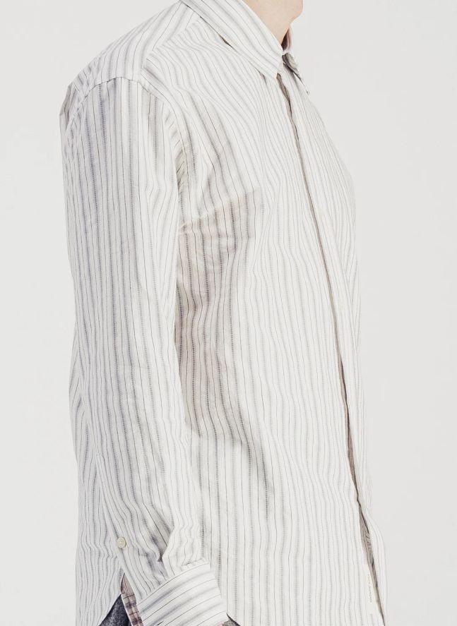 Chemise Daily Rayée Popeline de Coton | Gris