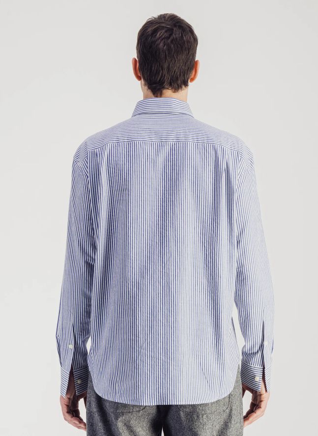 Chemise Daily Rayée Popeline de Coton | Bleu