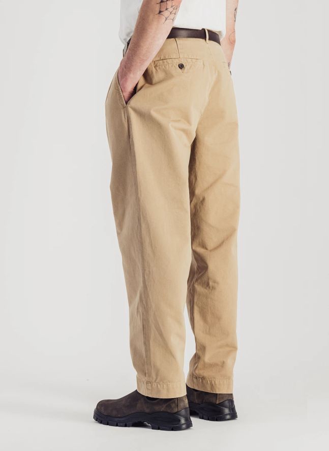 Pantalon Double Plis Twill | Beige