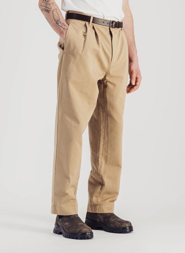 Pantalon Double Plis Twill | Beige