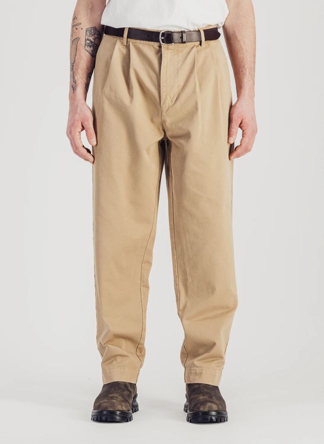 Pantalon Double Plis Twill | Beige
