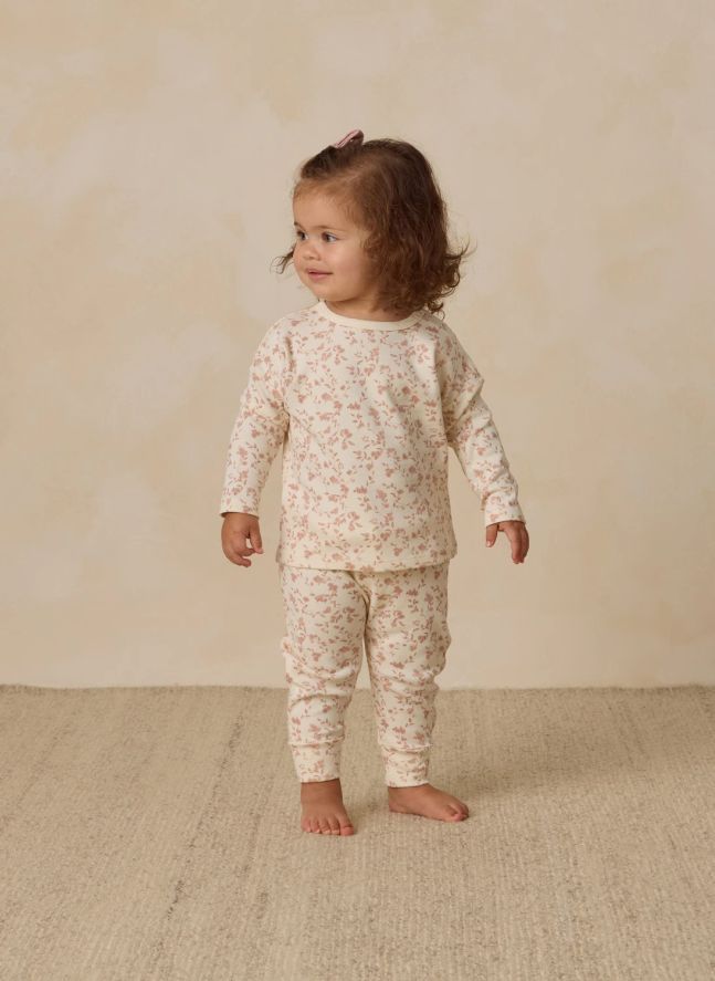 Pantalon Fleuri Coton Bio | Ivoire
