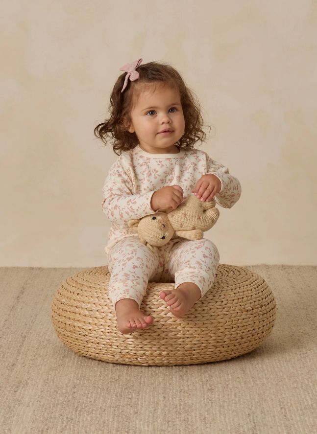 Pantalon Fleuri Coton Bio | Ivoire