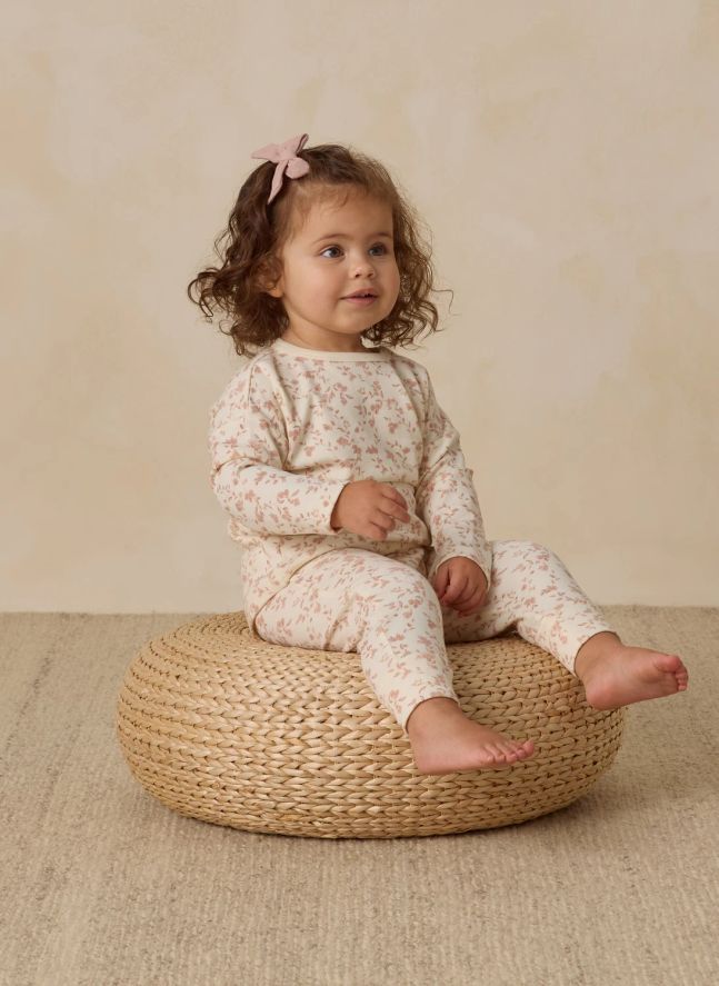 Pantalon Fleuri Coton Bio | Ivoire