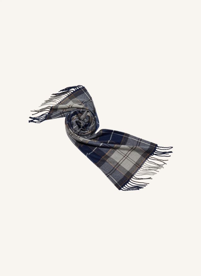 Galingale Tartan Scarf  | Grey blue