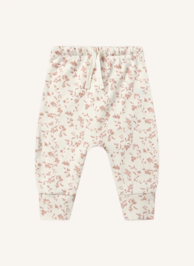Pantalon Fleuri Coton Bio | Ivoire